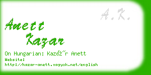 anett kazar business card